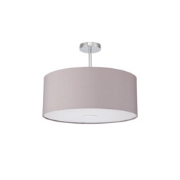 Baymont Polished Chrome E27 Semi Flush With 50cm x 20cm Faux Silk Shade, Grey/White Laminate - thumbnail 5