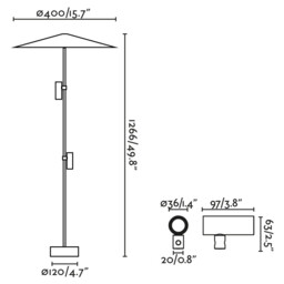 Clap 126cm LED Outdoor Display Light Black, Black Shade IP65 3000K with Screen - thumbnail 3