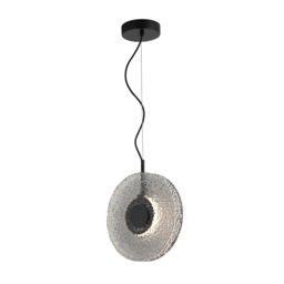 Halo 28cm Pendant Ceiling Light Black Matt -Smoked Glass LED 3000K