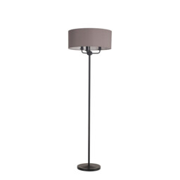 Banyan 3 Light Switched Floor Lamp With 50cm x 20cm Faux Silk Fabric Shade Matt Black/Grey - thumbnail 5