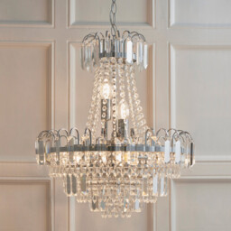 Amadis 6 Light Ceiling Pendant Chrome, Clear Faceted Glass Beads, E14 - thumbnail 2