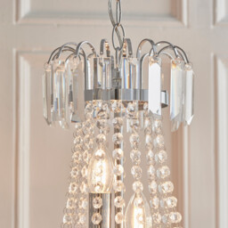 Amadis 6 Light Ceiling Pendant Chrome, Clear Faceted Glass Beads, E14 - thumbnail 5