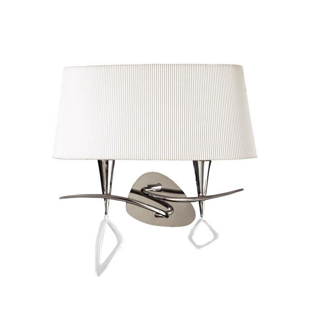 Mara Wall Lamp Switched 2 Light E14, Polished Chrome with Ivory White Shade - image 1
