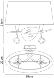 Mara Wall Lamp Switched 2 Light E14, Polished Chrome with Ivory White Shade - thumbnail 2