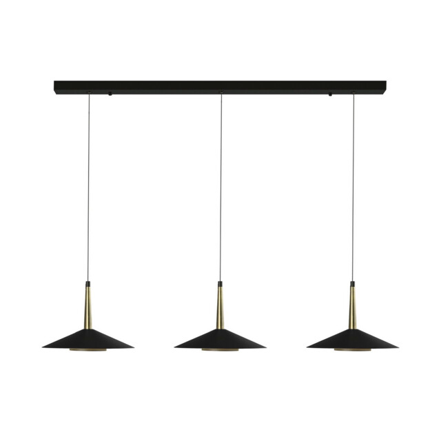 Orion 3 Light Linear Pendant, 24W LED, 3000K, 1770lm, Black/Antique Brass, 3yrs Warranty - image 1