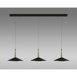 Orion 3 Light Linear Pendant, 24W LED, 3000K, 1770lm, Black/Antique Brass, 3yrs Warranty - thumbnail 2