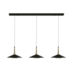 Orion 3 Light Linear Pendant, 24W LED, 3000K, 1770lm, Black/Antique Brass, 3yrs Warranty - thumbnail 1