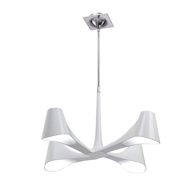 Ora Telescopic Convertible To Semi Flush 4 Light E27, Gloss White/Polished Chrome - image 1