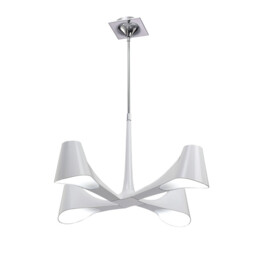 Ora Telescopic Convertible To Semi Flush 4 Light E27, Gloss White/Polished Chrome - thumbnail 1