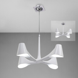 Ora Telescopic Convertible To Semi Flush 4 Light E27, Gloss White/Polished Chrome - thumbnail 2