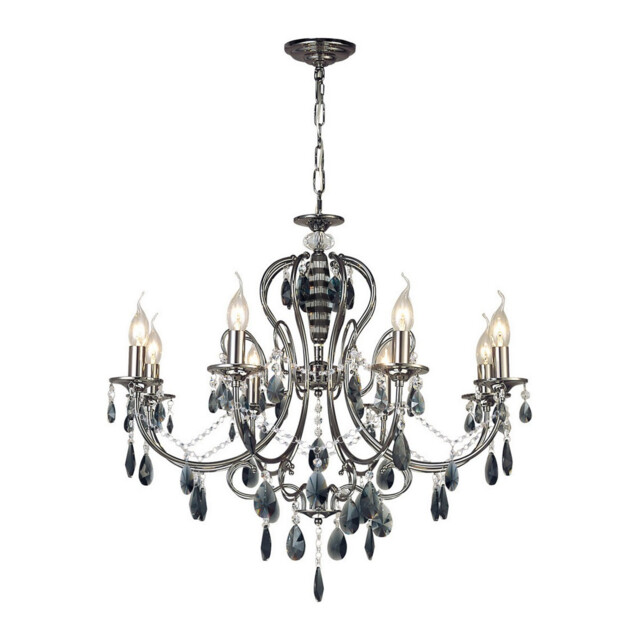 Luna Crystal Ceiling 8 Light E14 Black Chrome/Crystal - image 1
