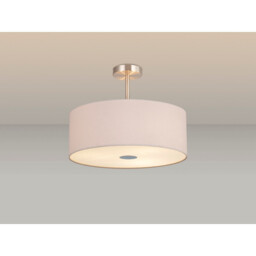 Baymont Satin Nickel 3 Light E27 Semi Flush With 50cm x 20cm Dual Faux Silk Shade, Nude Beige/Moonlight - thumbnail 2