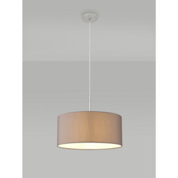 Baymont Polished Chrome E27 Universal Single Pendant With 40cm x 18cm Faux Silk Shade, Grey/White Laminate - thumbnail 2