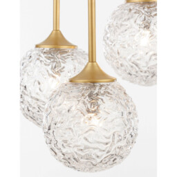 Mirano 3 Light Cluster Pendant Ceiling Light Clear Structured Glass, Brushed Gold Steel LED G9 - thumbnail 5