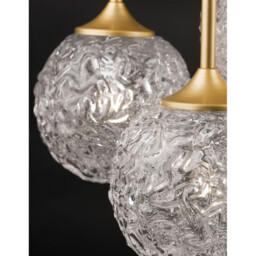Mirano 3 Light Cluster Pendant Ceiling Light Clear Structured Glass, Brushed Gold Steel LED G9 - thumbnail 3