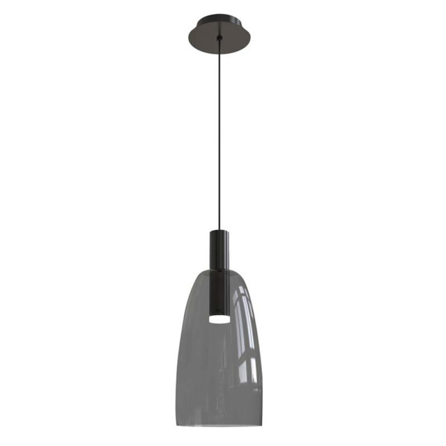 Gazi 35cm Dome Pendant Ceiling Light Black Matt - Smoked Grey LED 3000K - image 1