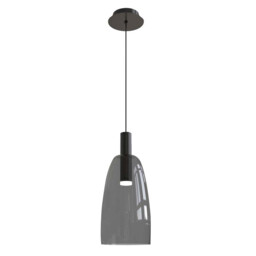 Gazi 35cm Dome Pendant Ceiling Light Black Matt - Smoked Grey LED 3000K - thumbnail 1