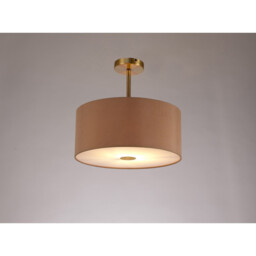 Baymont Antique Brass E27 Semi Flush With 40cm x 18cm Dual Faux Silk Shade, Antique Gold/Ruby - thumbnail 2