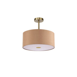 Baymont Antique Brass E27 Semi Flush With 40cm x 18cm Dual Faux Silk Shade, Antique Gold/Ruby - thumbnail 5