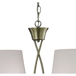 Mara Linear Pendant 2 Arm 4 Light E14, Antique Brass With Ivory White Shades - thumbnail 5