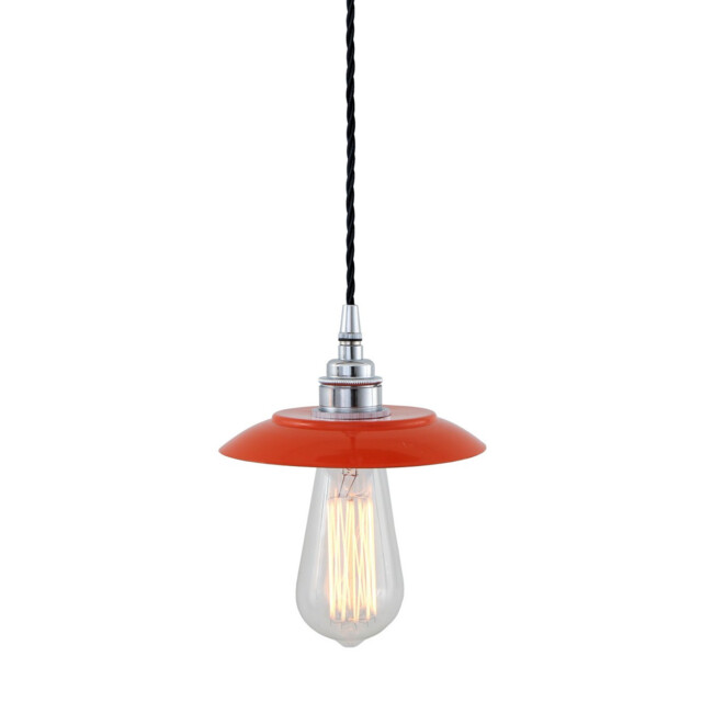 Reznor Pendant, Chrome, Orange Shade - image 1