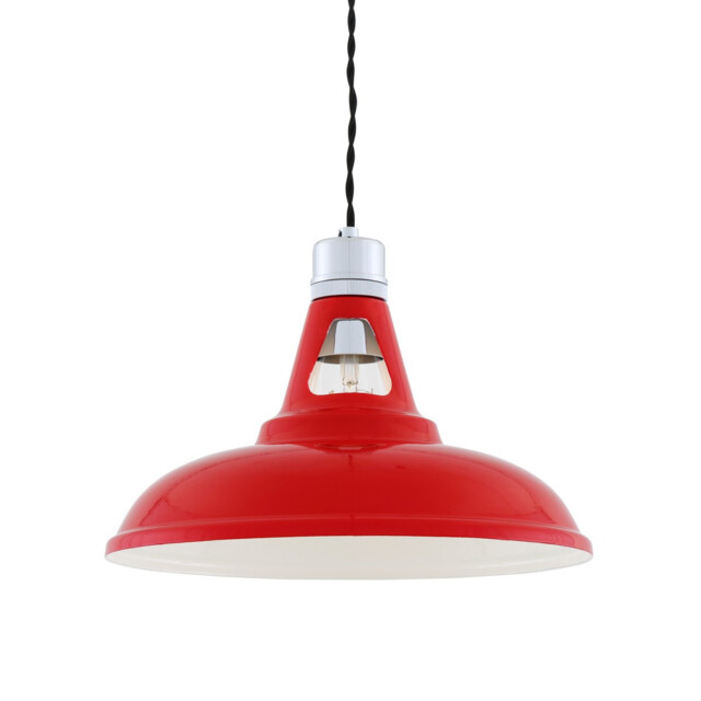 Vienna Industrial Dome Pendant, Chrome, Red
