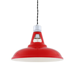 Vienna Industrial Dome Pendant, Chrome, Red