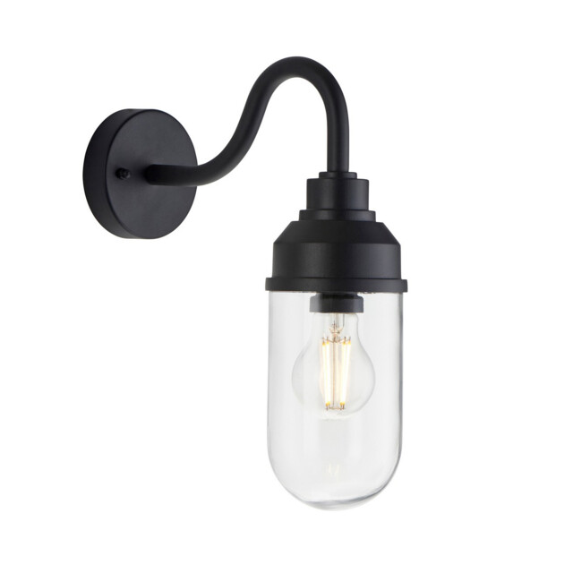 Truro Outdoor Wall Lantern Textured Black & Clear Glass E27 - image 1