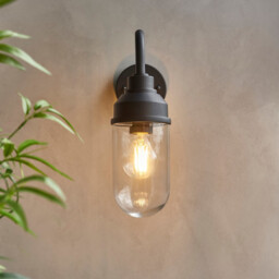 Truro Outdoor Wall Lantern Textured Black & Clear Glass E27 - thumbnail 5