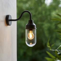 Truro Outdoor Wall Lantern Textured Black & Clear Glass E27 - thumbnail 3