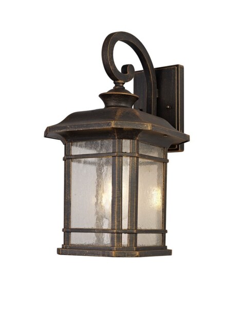 Boonville Large Wall Lamp, 1 x E27, Brushed Black Gold, Seeded Glass, IP54 - image 1