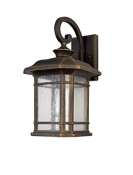 Boonville Large Wall Lamp, 1 x E27, Brushed Black Gold, Seeded Glass, IP54 - thumbnail 3