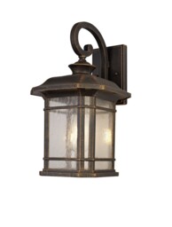 Boonville Large Wall Lamp, 1 x E27, Brushed Black Gold, Seeded Glass, IP54 - thumbnail 1