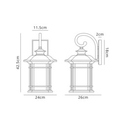 Boonville Large Wall Lamp, 1 x E27, Brushed Black Gold, Seeded Glass, IP54 - thumbnail 2