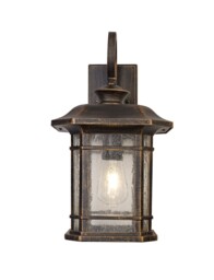 Boonville Large Wall Lamp, 1 x E27, Brushed Black Gold, Seeded Glass, IP54 - thumbnail 5