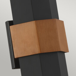 Quoizel Chasm Outdoor Up Down Wall Lamp Matte Black (with painted wood effect strap), 3000K, IP44 - thumbnail 3