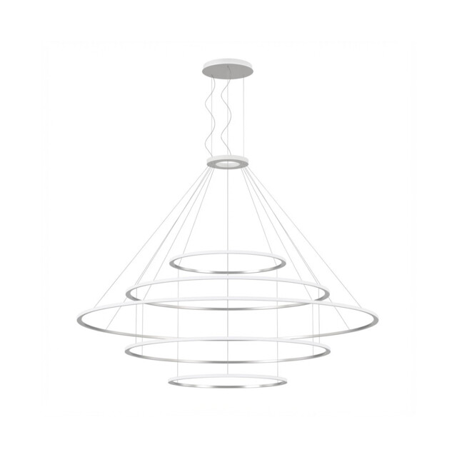 Circular Inward 5 Rings 207cm Integrated LED Pendant Ceiling Light White 340W 2700K Dali Dimmming - image 1