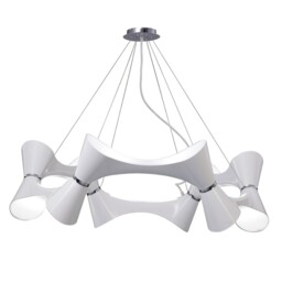 Ora Ceiling Pendant 12 Twisted Round Light E27, Gloss White, White Acrylic, Polished Chrome - thumbnail 1