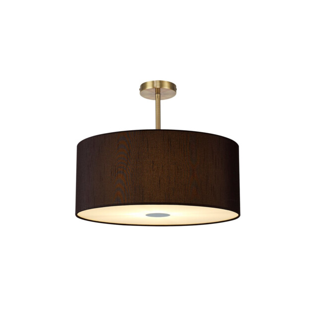 Baymont Antique Brass 5 Light E27 Semi Flush Fixture With 60cm x 22cm Faux Silk Shade, Black/White Laminate - image 1