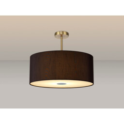 Baymont Antique Brass 5 Light E27 Semi Flush Fixture With 60cm x 22cm Faux Silk Shade, Black/White Laminate - thumbnail 2