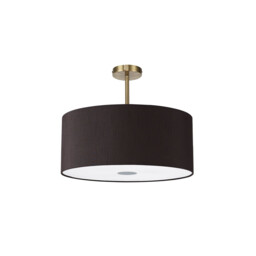 Baymont Antique Brass 5 Light E27 Semi Flush Fixture With 60cm x 22cm Faux Silk Shade, Black/White Laminate - thumbnail 5
