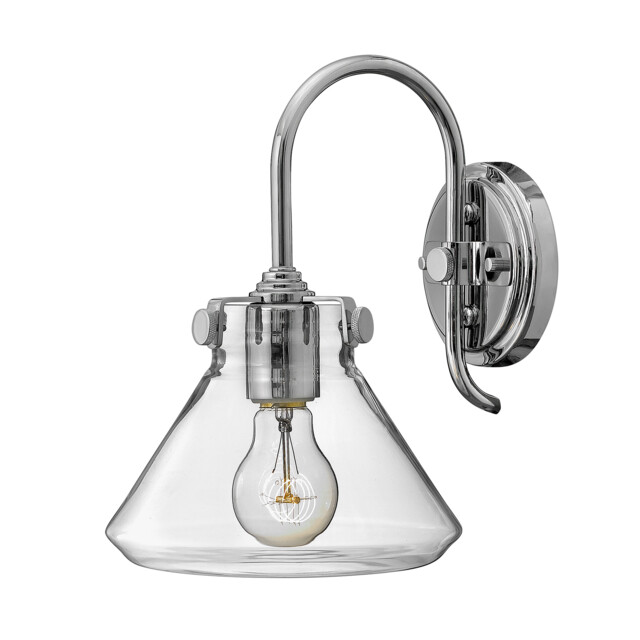 Congress 1 Light Glass Shade Wall Light Chrome, E27 - image 1