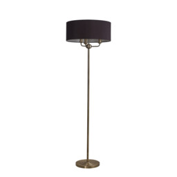 Banyan 3 Light Switched Floor Lamp With 50cm x 20cm Faux Silk Shade, Black/White Laminate Antique Brass - thumbnail 5