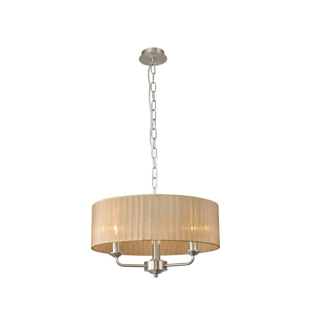Banyan 3 Light Multi Arm Pendant With 45cm x 15cm Organza Shade Satin Nickel/Soft Bronze - image 1