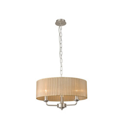 Banyan 3 Light Multi Arm Pendant With 45cm x 15cm Organza Shade Satin Nickel/Soft Bronze - thumbnail 1