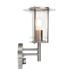 York PIR 1 Light Outdoor Wall Lantern Polished Stainless Steel, Clear Polycarbonate IP44, E27 - thumbnail 3