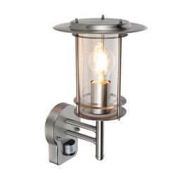 York PIR 1 Light Outdoor Wall Lantern Polished Stainless Steel, Clear Polycarbonate IP44, E27 - thumbnail 5