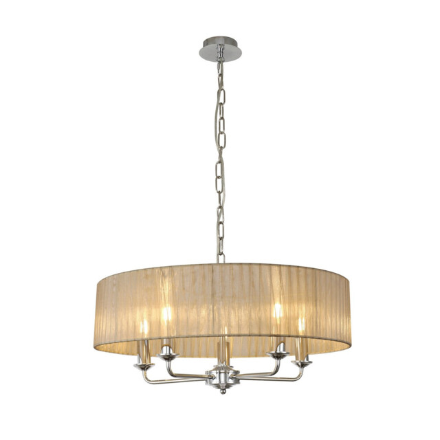 Banyan 5 Light Multi Arm Pendant With 60cm x 15cm Organza Shade Polished Chrome/Soft Bronze - image 1