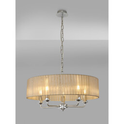 Banyan 5 Light Multi Arm Pendant With 60cm x 15cm Organza Shade Polished Chrome/Soft Bronze - thumbnail 2