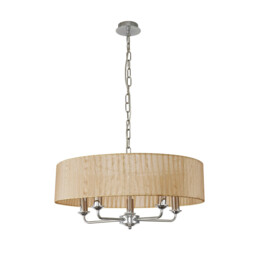 Banyan 5 Light Multi Arm Pendant With 60cm x 15cm Organza Shade Polished Chrome/Soft Bronze - thumbnail 5